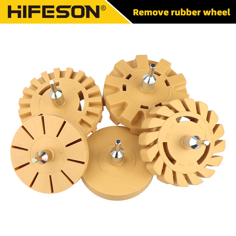 HIFESON Car Rubber Eraser Wheel Pad Electric Drill Rubber Disk Decal Eraser Wheel Car Sticker Remover Paint Cleaner Car Polisher