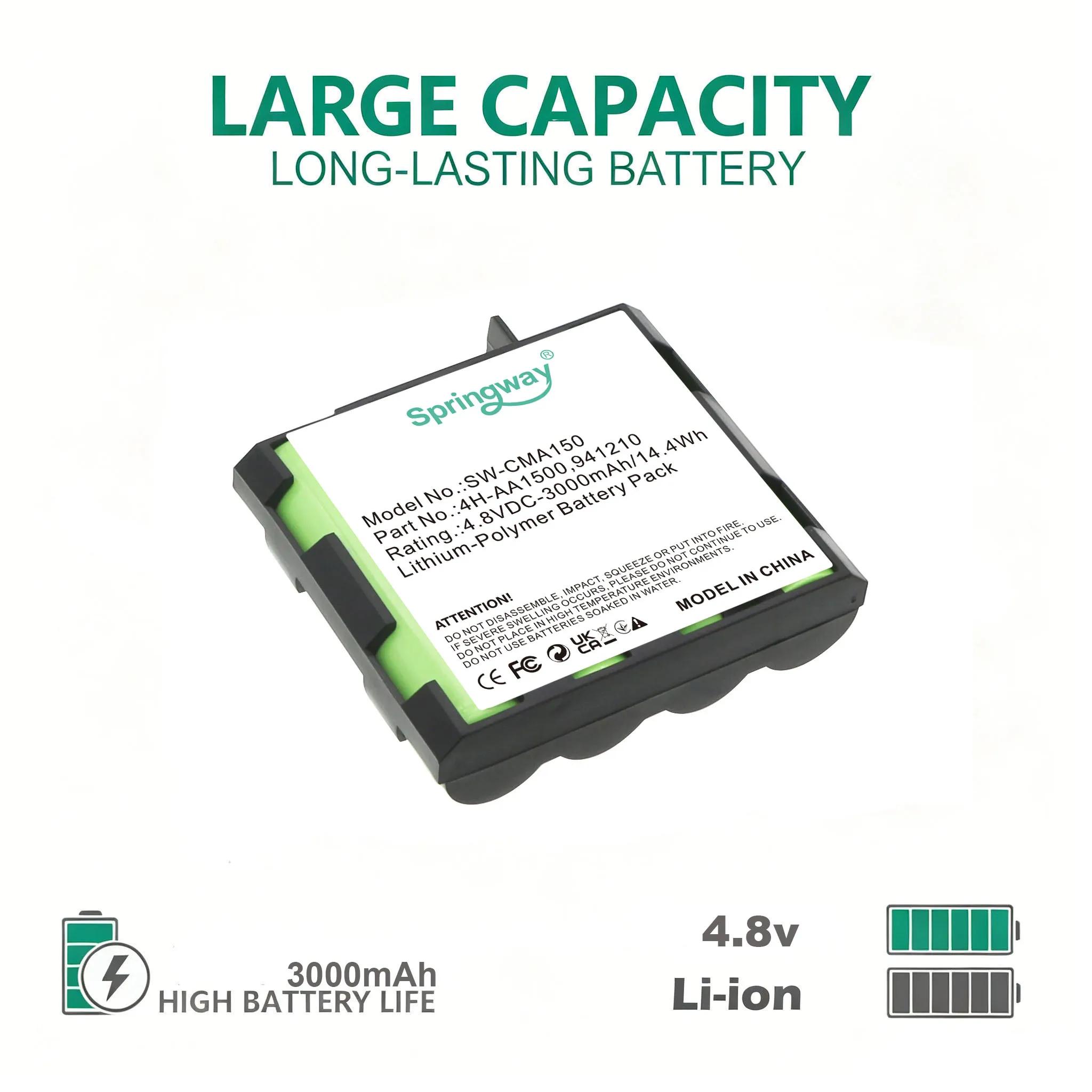 3000mAh Medical Battery Compex 4H-AA1500 941210 Phyiso Rehab Theta Mi-Sport MI-Fitness Runner Long-Lasting Medical Grade Power