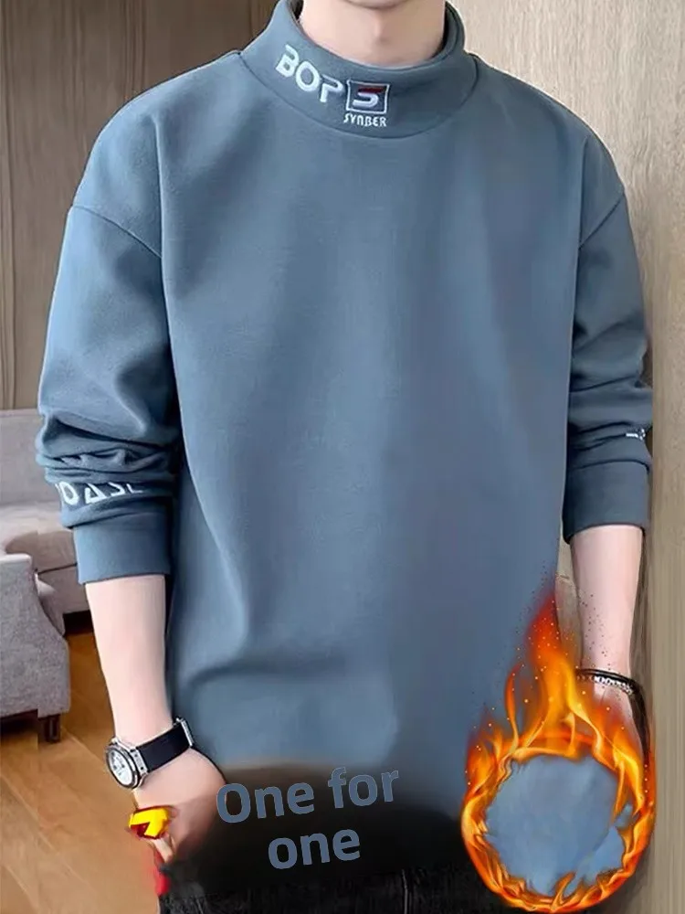 

Мужская длинная толстовка Sve с высоким воротником, двусторонняя немецкая бархатная вышивка, молодежная осенне-зимняя универсальная основа irt...