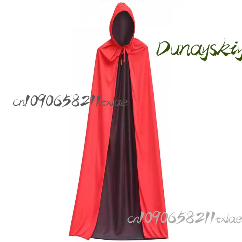 할로윈 여성 남성 의류 코스프레 의상 성인 스탠드 칼라 케이프 블랙 레드 가역 모자 뱀파이어 케이프 할로윈 파티