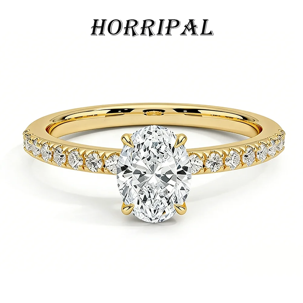 

Кольцо для помолвки HORRIPAL с овальным муассанитом 1-8 карат для женщин, из стерлингового серебра S925 с позолотой 18K, ювелирное изделие с имитацией бриллианта, обручальное кольцо