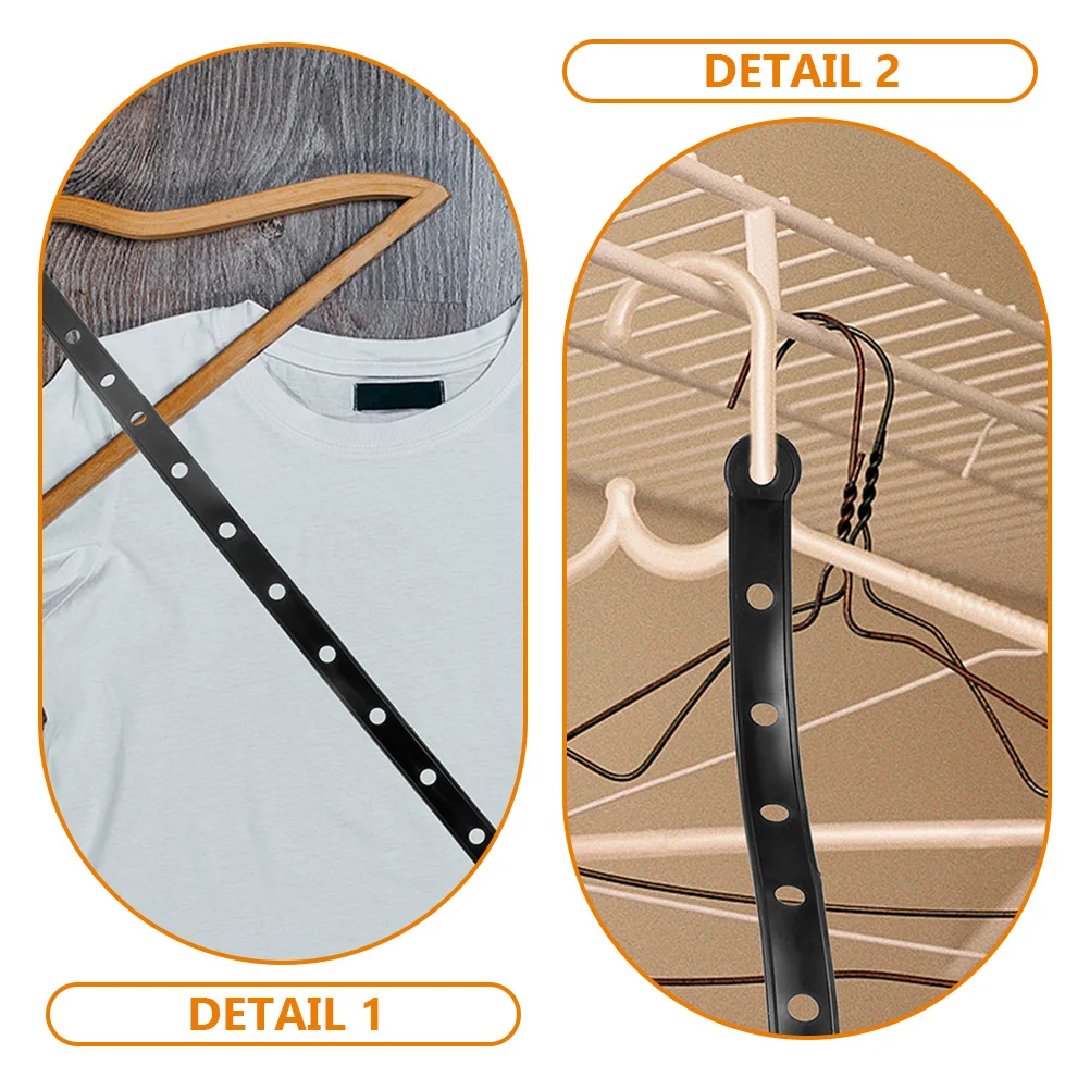 

10 Pcs Hanger Connector Strips Black Plastic Clothes Hanging Strips Display Save Space Clothing Store Kit Home Storage