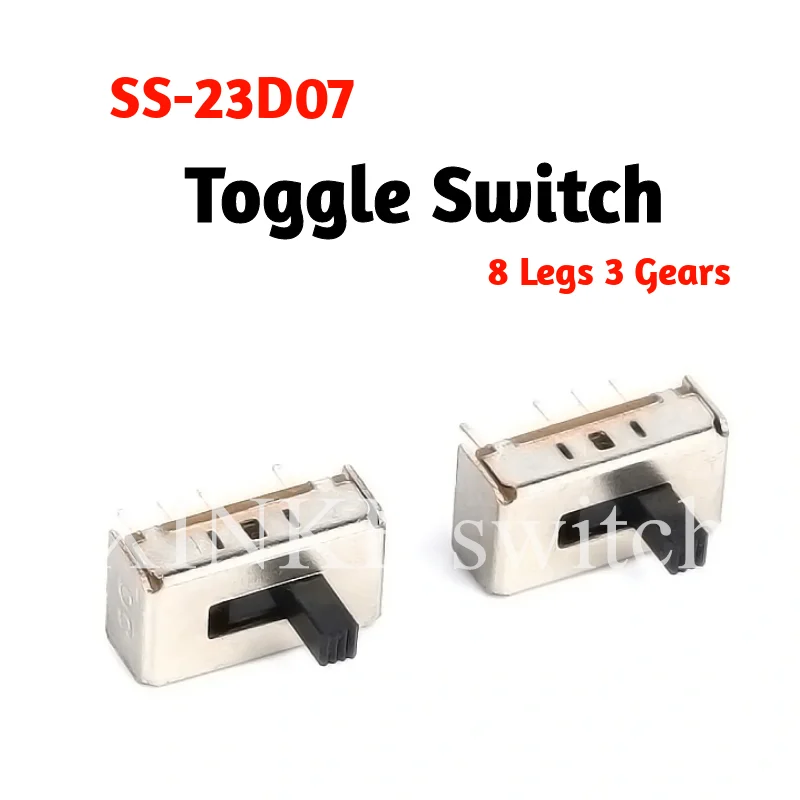 10PCS SS23D07 8 PINS 3 Position 2P3T Toggle Switch Double Vertical Sliding Switch Handle Length 5MM Bracket