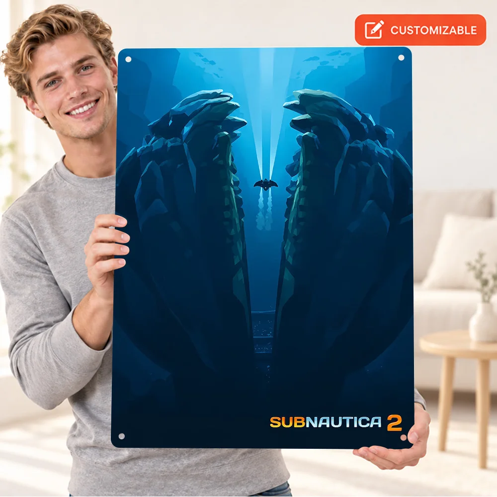 Subnautica 2 Underwater Ruins Aluminum Poster Customized Metal Sign Dramatic Illustration Wall Art For Home Entertainment Room