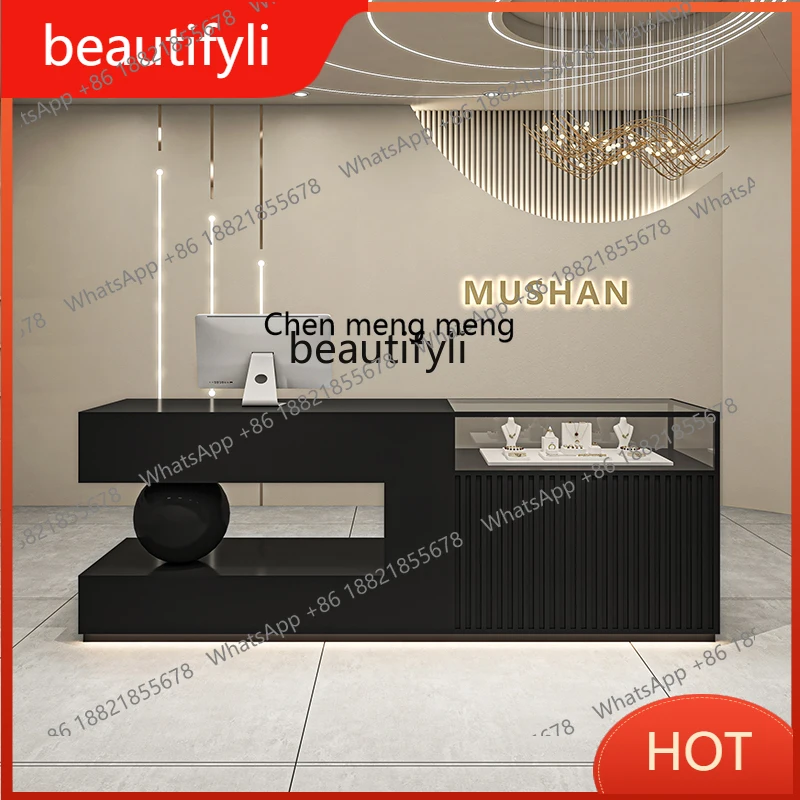 

G8578 High-End Light Luxury Clothing Store Bar Counter Cashier Small Display Counter Reception Desk