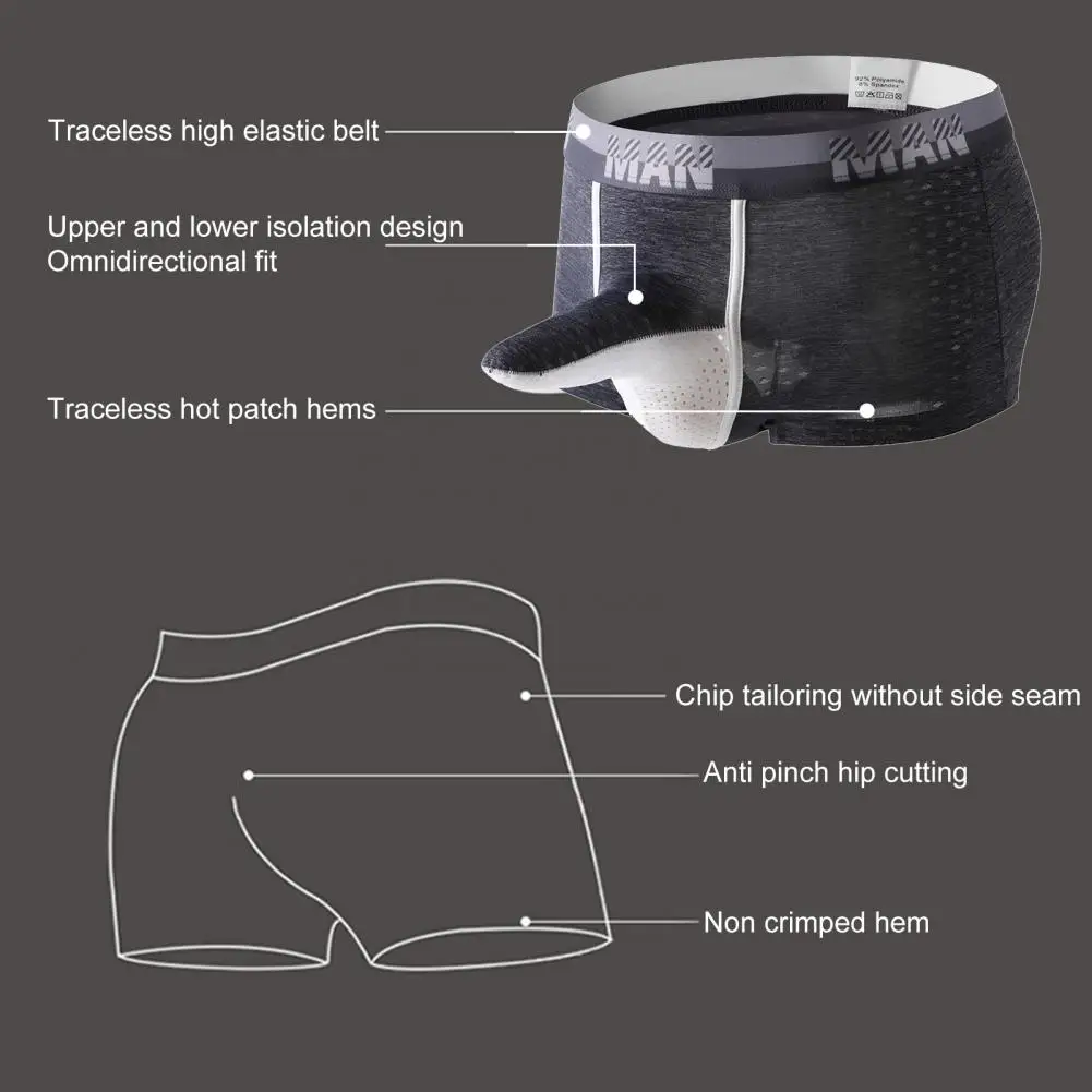 Longjiang Fashion Boxer Underwear Mesh Moisture Wicking Sweat Absorbing Dot Print Men Underpants  Men Boxers Stretch