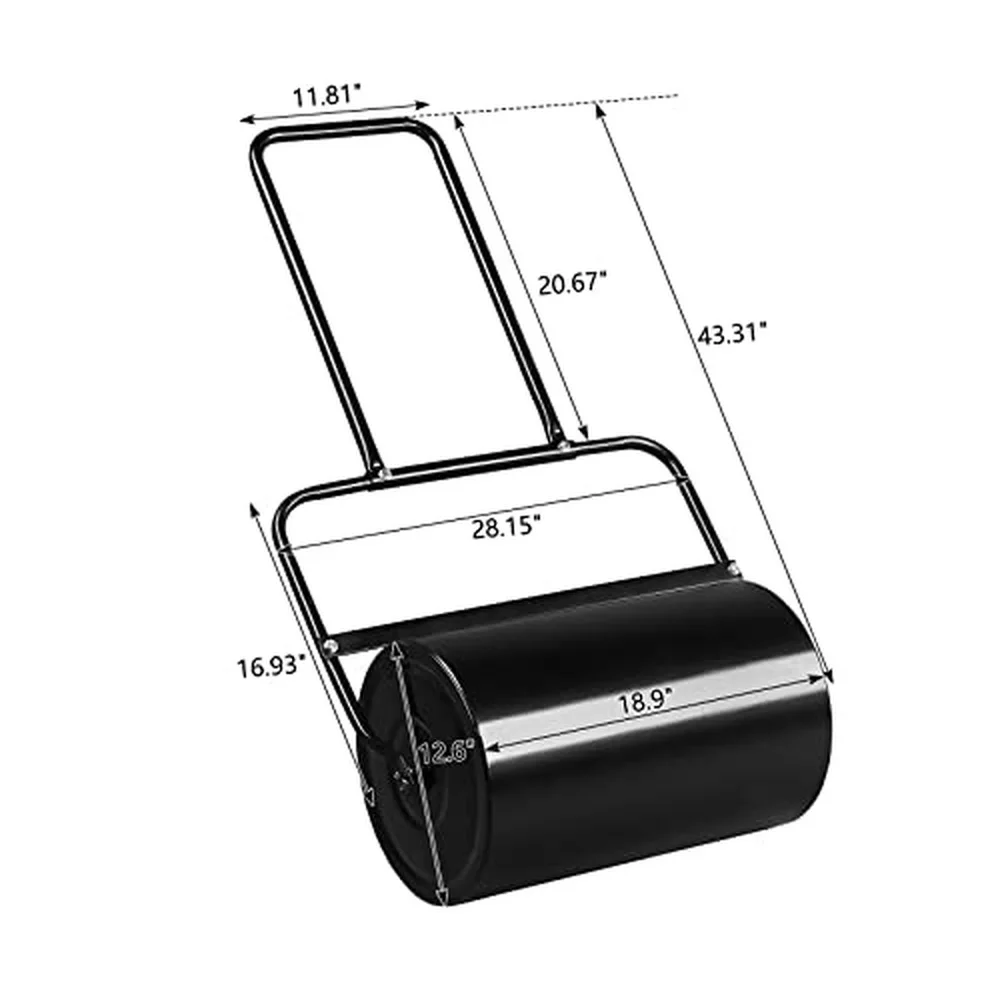 19.5inch Lawn Roller Water Filled Pull Behind Garden Drum Roller Push/Tow Behind Water/Sand Filled Roller for Garden