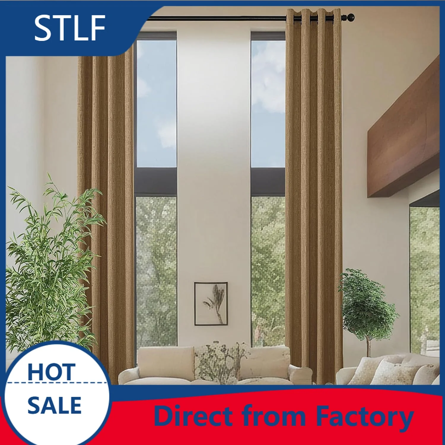 

Luxury Textured Blackout Curtains for Living Room & Bedroom New Window Treatments for Home1㎡