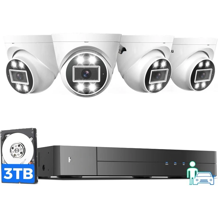 8MP 4K PoE Security Camera System,PoE Camera System 16CH Expandable,w/5MP Home Security Cameras,Human/Vehicle