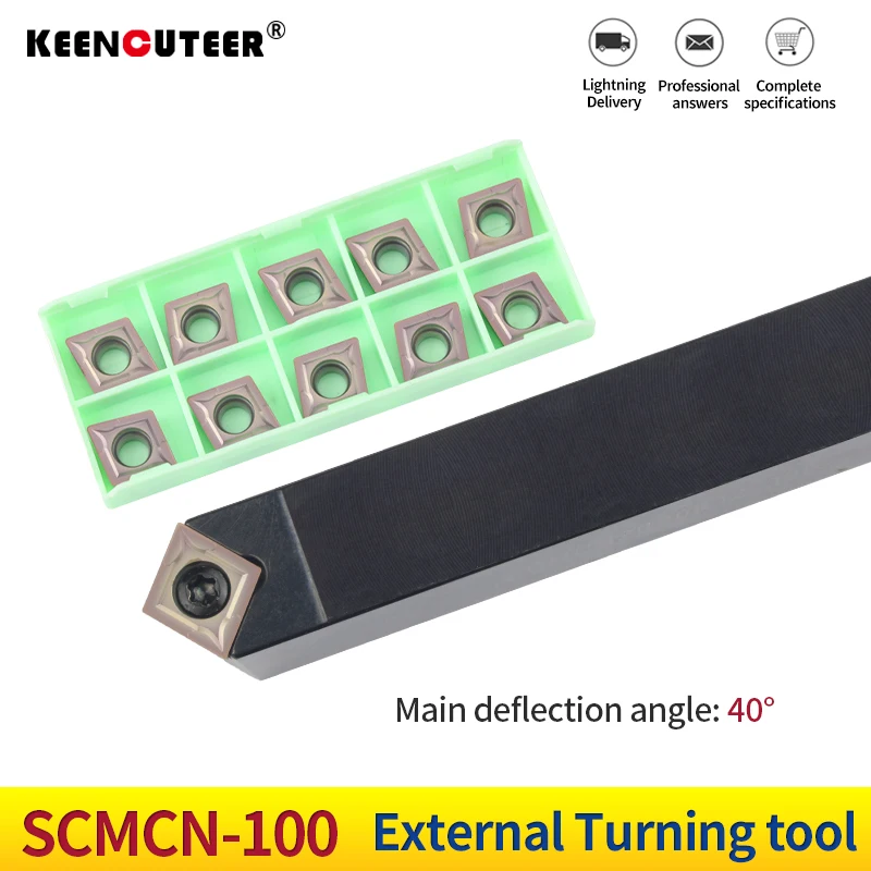 SCMCN1010H06-100 SCMCN2020K09-100 SCMCN2525M12-100 External Turning Tool Holder CCMT Carbide Inserts Lathe CNC Cutting Tools Set