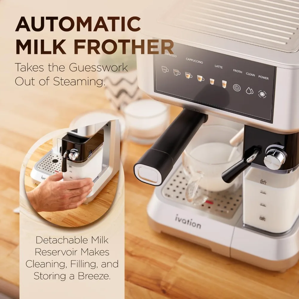 

Espresso & Cappuccino Maker w/Milk Frother 58mm Coffee Machine for Home Single & Double Shots Espresso, Cappuccino