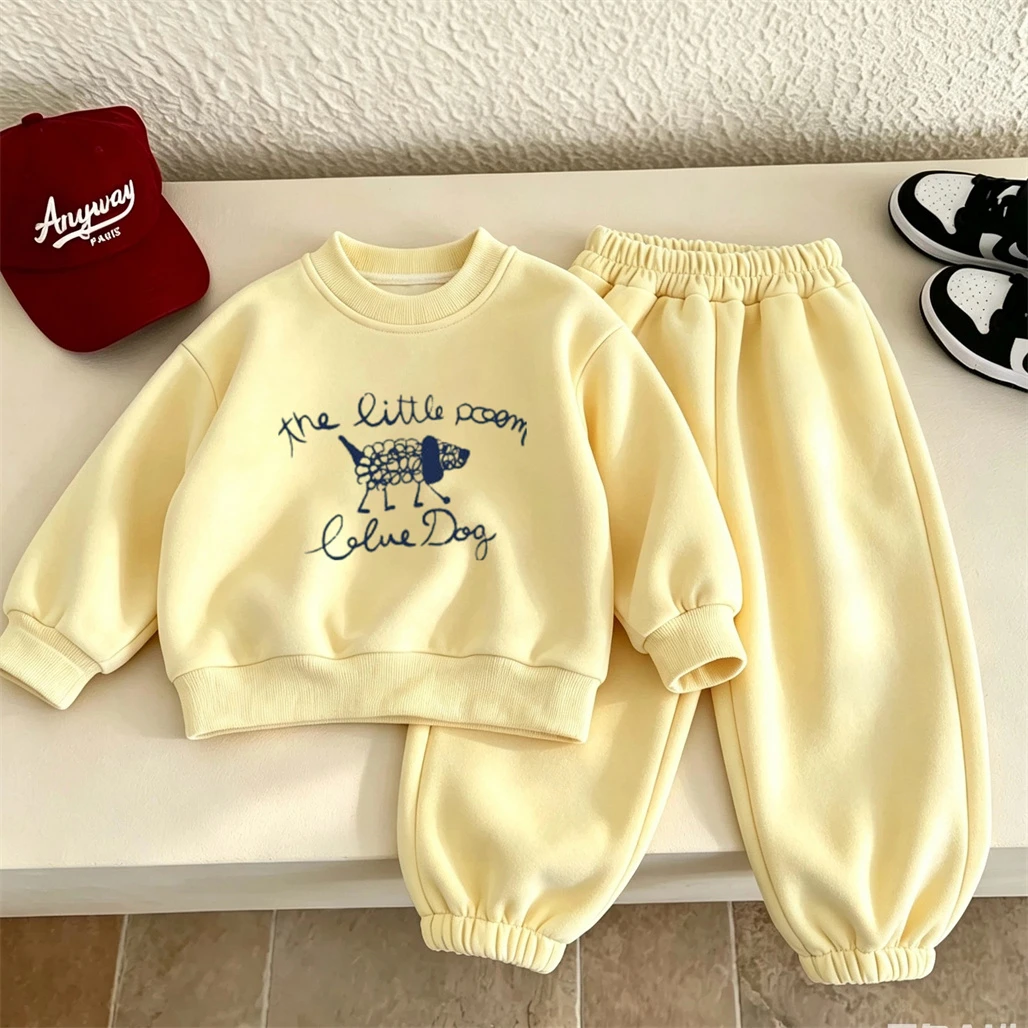 2026 New Style Outfits Autumn Clothing Long-sleeved Suits Cartoon Sweatshirts Pants Toddler Spring Cute Printed Tops Trousers