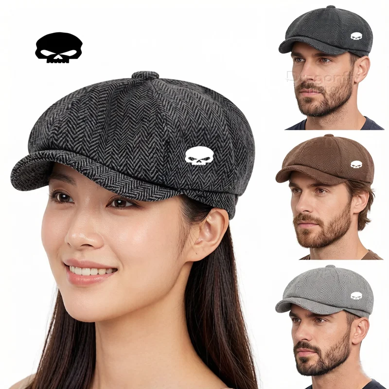 Retro Newsboy Caps Men Octagonal Hats British Painters Hats Berets gorras For Harley Davidson ADV 1250 PA1250 Special Softail Sp