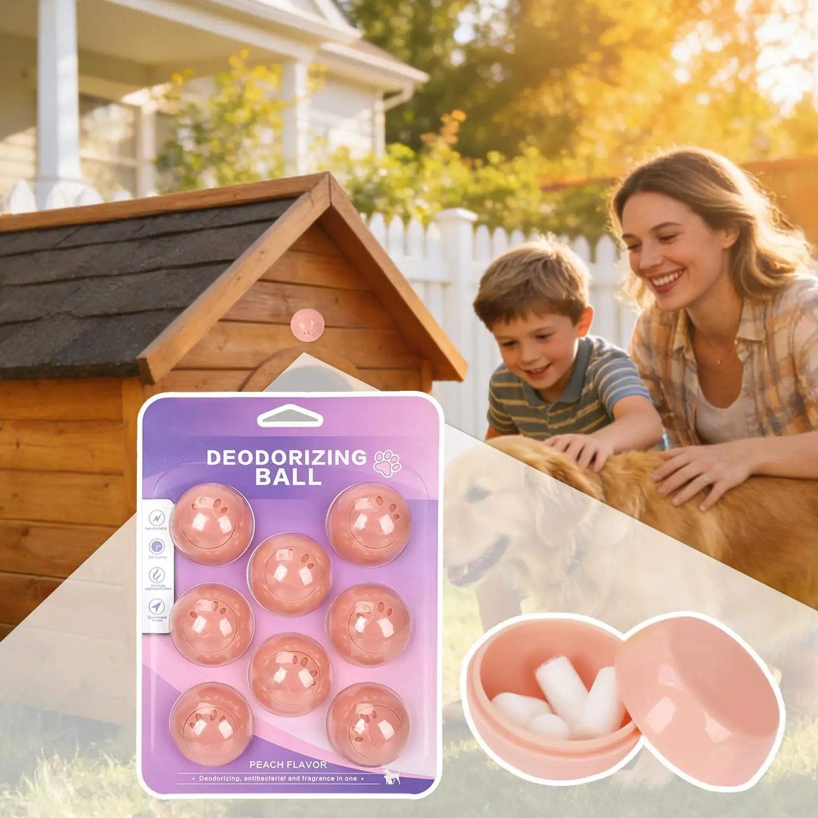 Pet Odor Control Balls 8-Piece Long-Lasting Scented Freshener Cat Odor Eliminator Air Freshener Balls For Nest Mat Cage Litter