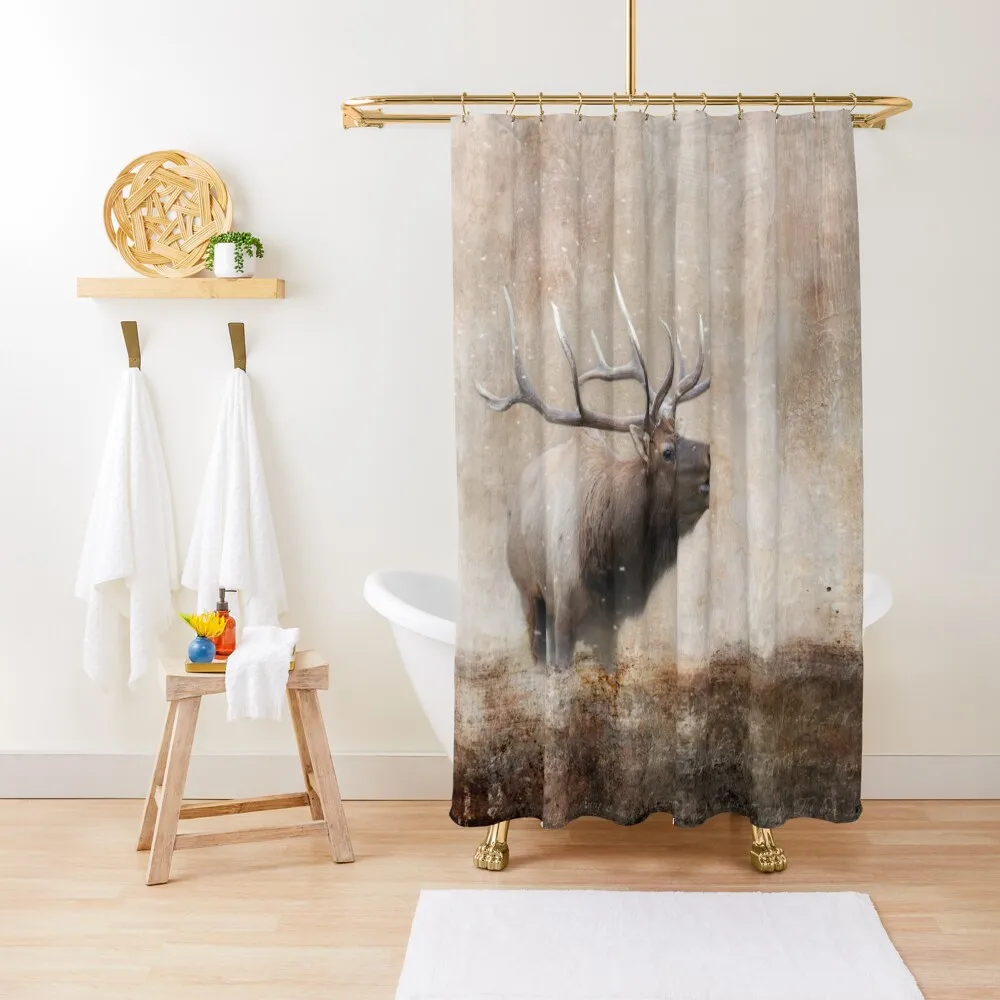 

Bugling Bull Elk Shower Curtain Waterproof Fabric Shower Shower Bath Bathroom Accessories Sets For Bathroom Curtain