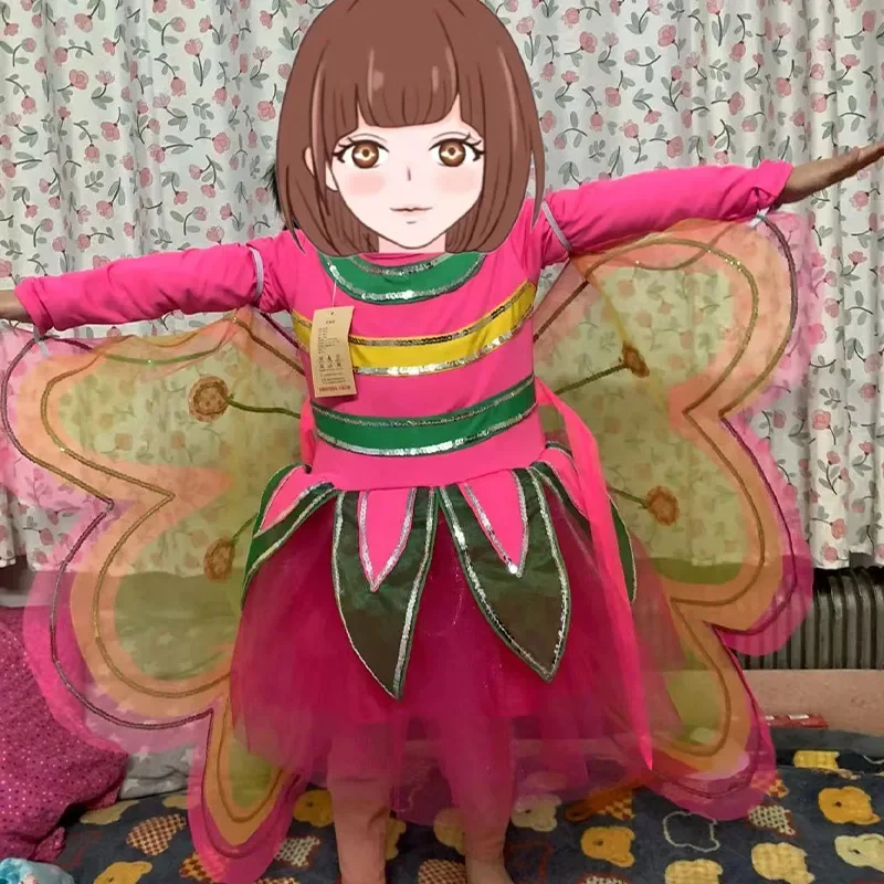 Disfraz de campana Tinker de hada de las flores para el Día de los niños con alas y Diadema para niñas, vestido de mariposa de Cosplay, fiesta de baile