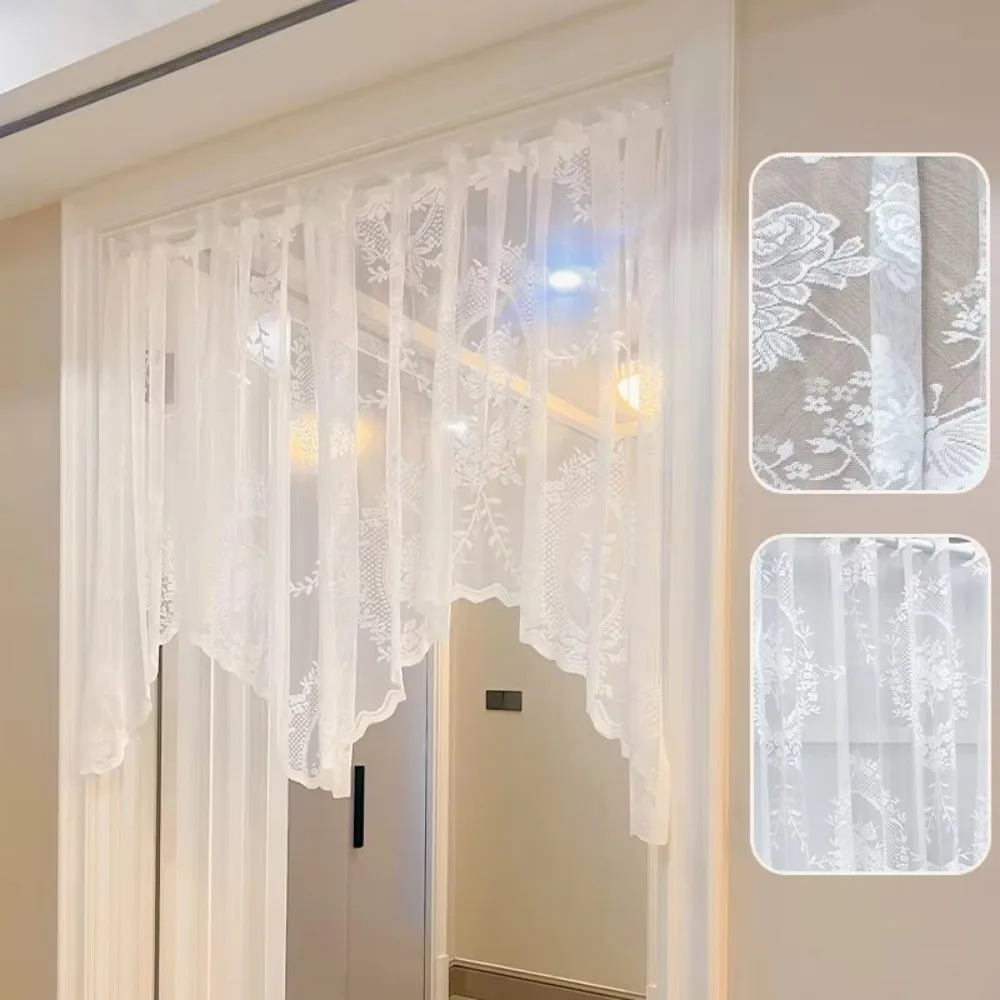 Fashion Lace Window Curtain Curved Short Partition Curtain White Kitchen Curtains Home Decorative