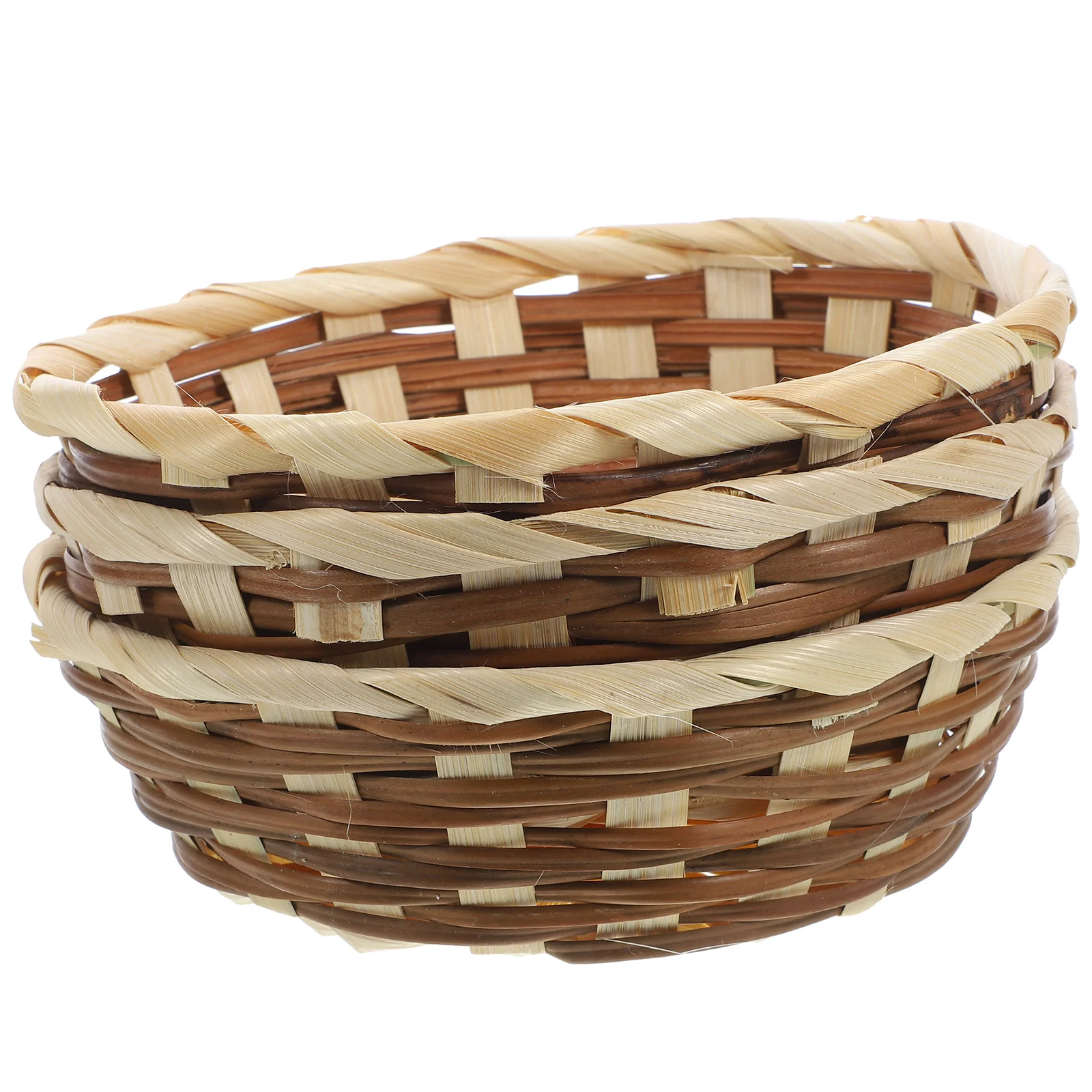 3 Pcs Woven Basket Storage Bins with Lids Snack Food Serving Condiment Organizer Hand Made Bamboo Container