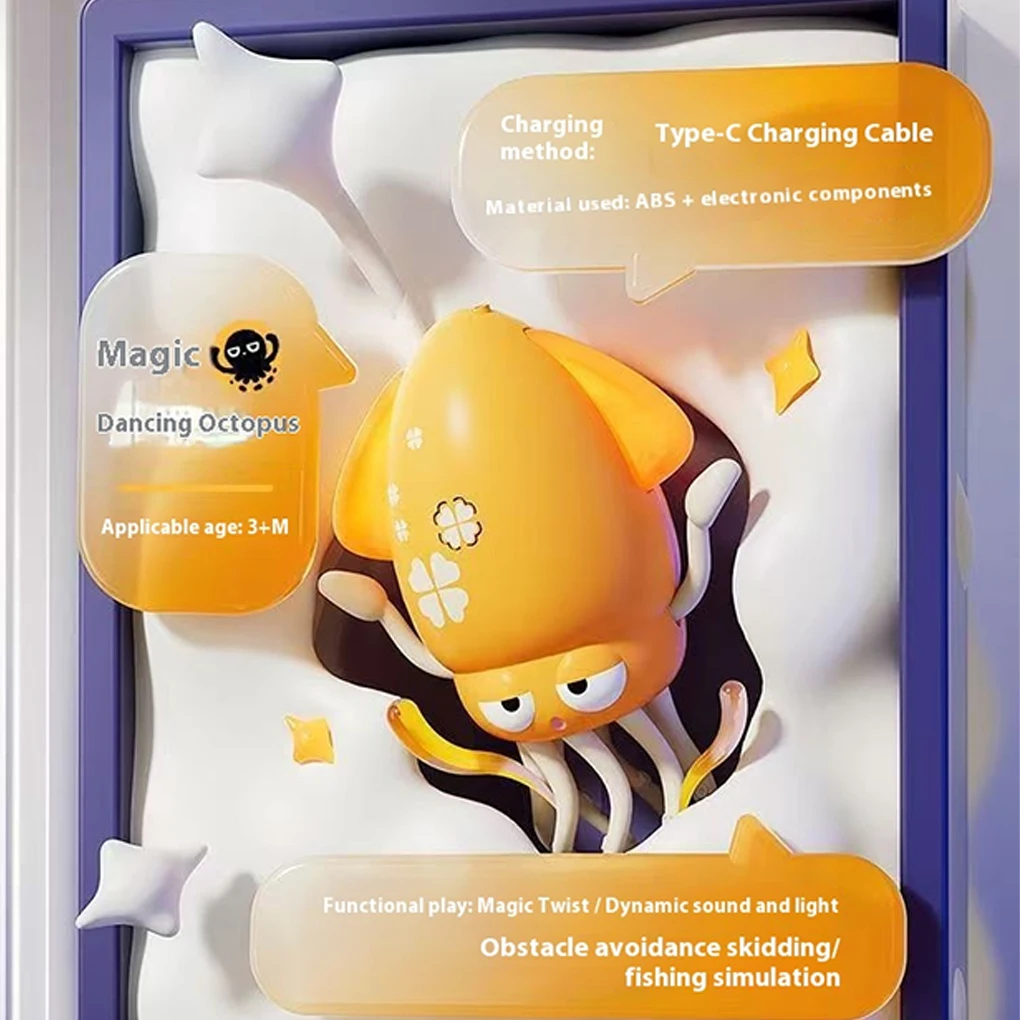 Elektryczna Tańcząca Ośmiornica Zabawka Kreatywna Zabawka Ułatwiająca Przeszkody, Prowadząca się na Kostkach, Szalona Akcja, Wydaje Dźwięki, Automatycznie Reagująca na Stymulacje, Tańcząca Ośmiornica