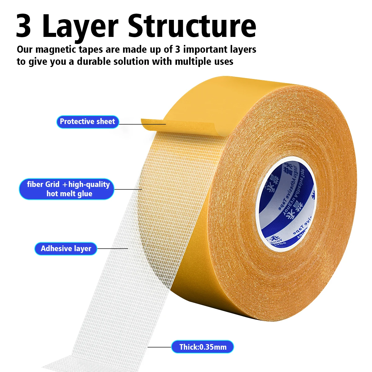 10M New Strong yellow Double Sided Cloth Base Tape High Viscosity Grid Fiber Translucent Adhesive Tape Waterproof Traceless