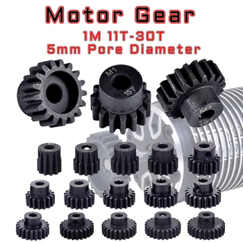 M1 5mm 11T 12T 14T 15T 17t 18t 20T 21t 22T 24T 25T 26T 28T 30T engranaje de Motor de piñón de metal de acero negro para Motor de coche modelo 1/10 Rc