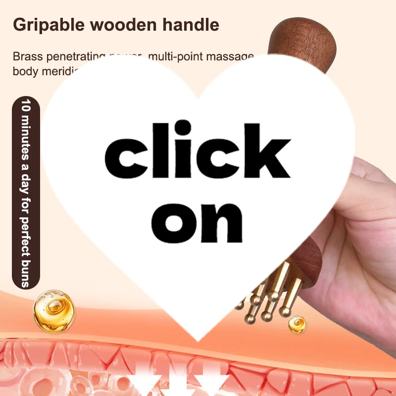 

Brass Bead Massage Gua Sha Comb Meridian Brush Handle Point Massager Brush Durable Chinese SPA Acupoint Massage Tool