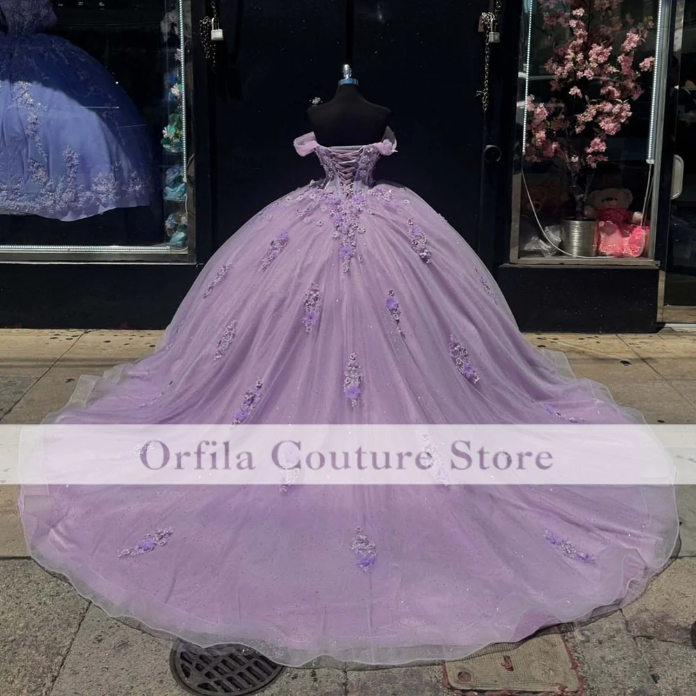Lilac Quinceanera Dresses With Lace Appliqued Prom Birthday Party Sweet 16 Dress Ball Gown Customized