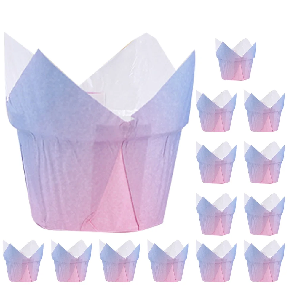 

50Pcs Cake Packaging Box Tulip Cupcake Liners Paper Baking Cups Baking Cups Decorative Wrappers for Wedding Shower