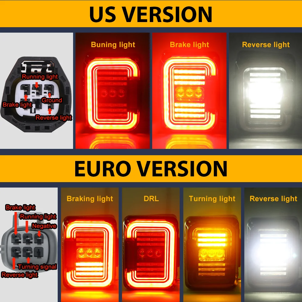 New Design Car Light Assembly LED Tail Lamp For Jeep Wrangler 2007-2017 JK JKU Break Back Up Light Reverse Turn Signal Lamp