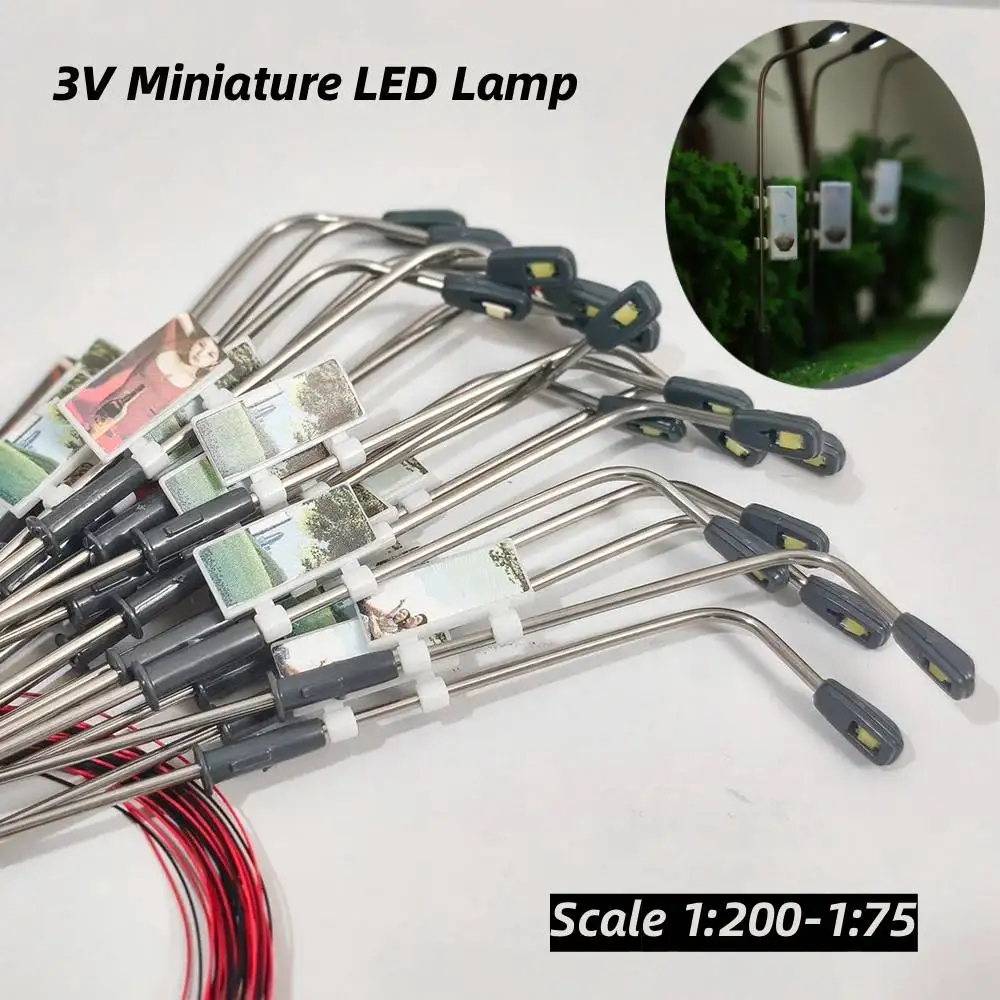 10 Stück 3V Miniatur-LED-Lampe Modell Metall Billboard Licht für 1/200-1/75 Eisenbahn Zug Layout/DIY Sandtisch Landschaft/Diorama