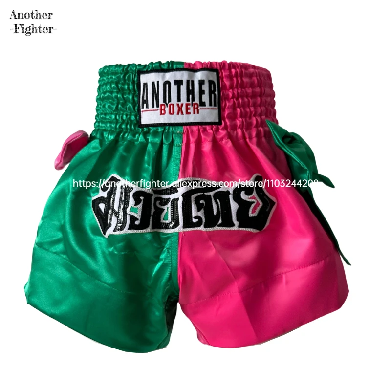 

Thai Boxing Pants 2025 New Muay Thai Shorts with Bow Tie MMA Fight Kickboxing Pants Men Women Kids MMA Training Clothing Pink