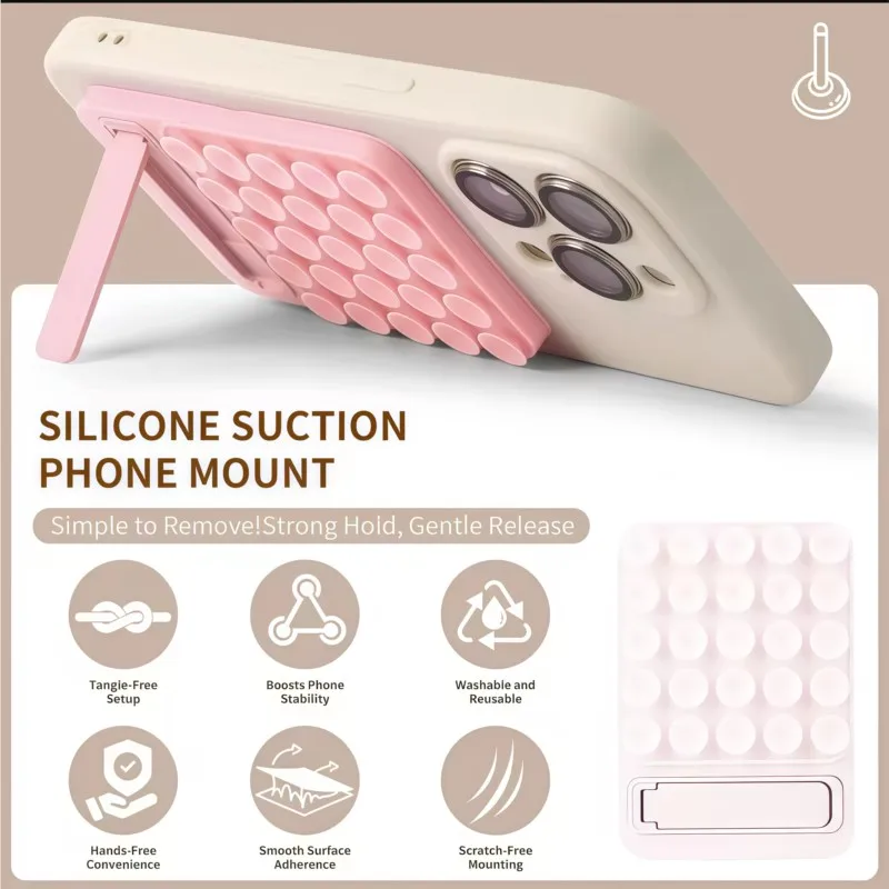 

Silicone Suction Phone Mount Mirror Shower Phone Holder Foldable Adhesive Smartphones Accessory For Selfies And Videos