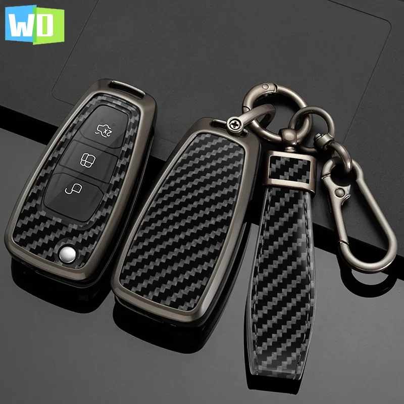 

Alloy Carbon Fiber Car Key Case Cover For Ford Fiesta Focus 2 Ecosport Kuga Escape Falcon B-Max C-Max Eco Sport Galaxy