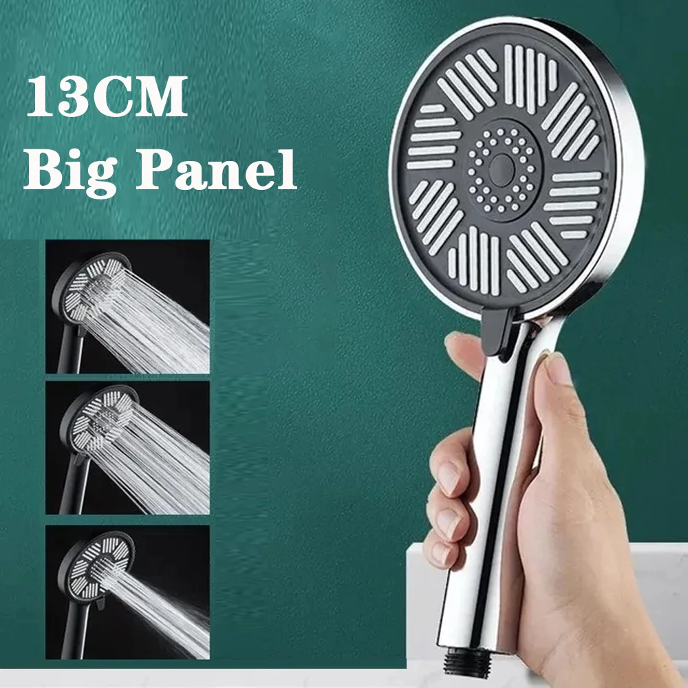 13 CM Big Panel Large Flow Supercharge Shower Head 3 Modes High Pressure Spray Nozzle Rainfall Shower Faucet Bathroom Accessorie