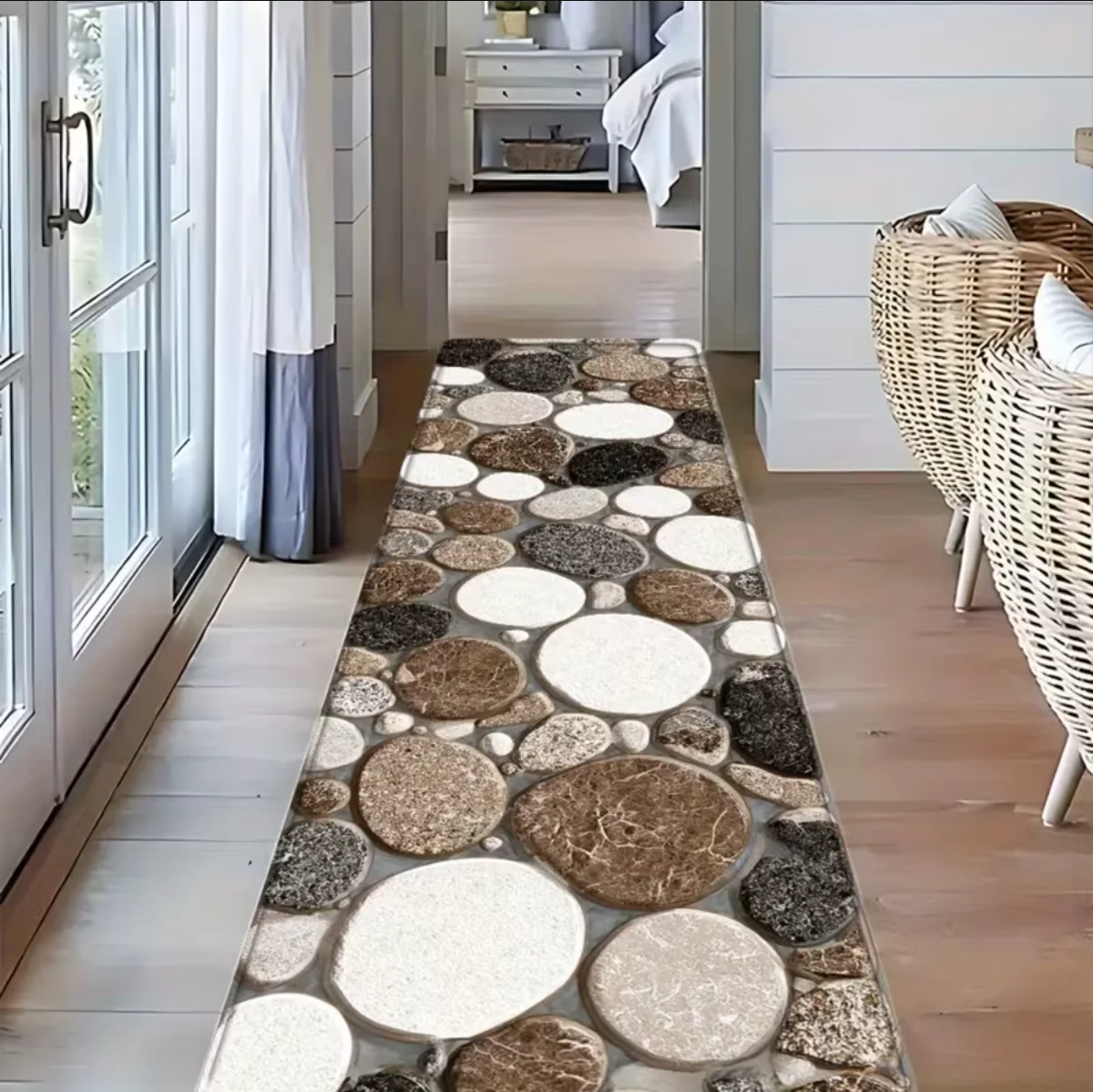 Rural Stone Runway Carpet Illusion Corridor Runway 3D Rural Stone Runway Rugs Home Corridor Decoration Optical Illusion Carpet