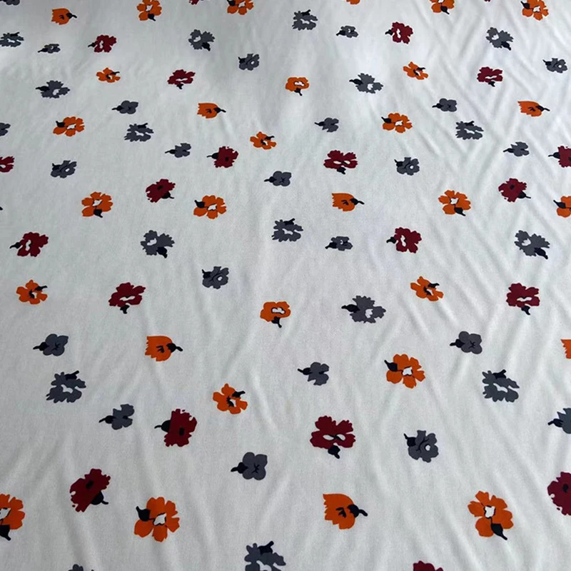 16mm Muti-color Floral Printed White Silk Crepe de Chine Fabric for Summer Soft Dress Pants Silk Tissue for DIY Sewing C001-35