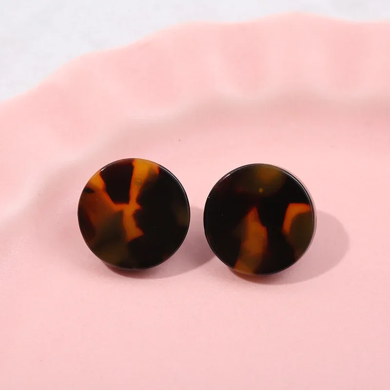 Minar Fashion Leopard Round Coin Grain Multi-Color Small  Cut  Acrylic Earrings Semicircle Resin Drop Earring Gifts Jewelry