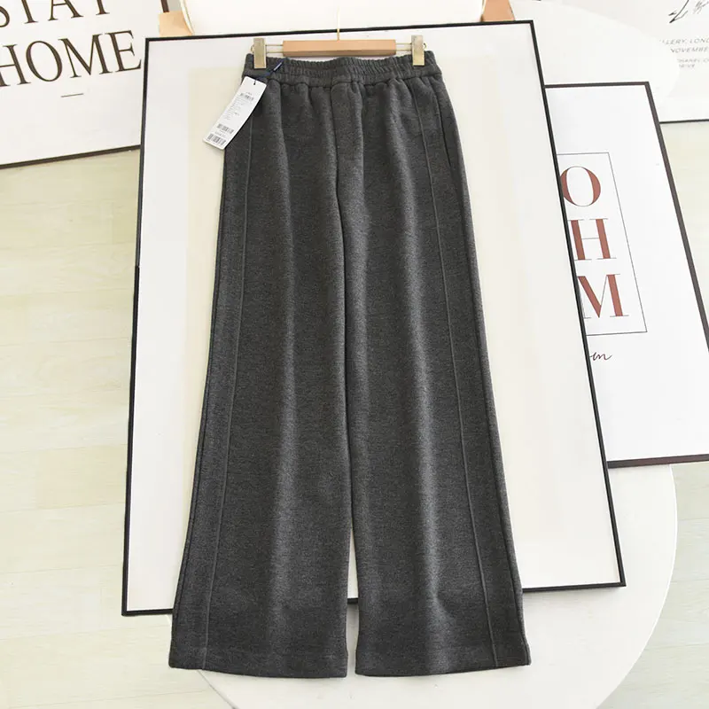 

McSystem Hanging Thin Wool Casual Slim High Waist ey Wide Leg Pants Faionable All-Match Sle Ladies Premium Quali