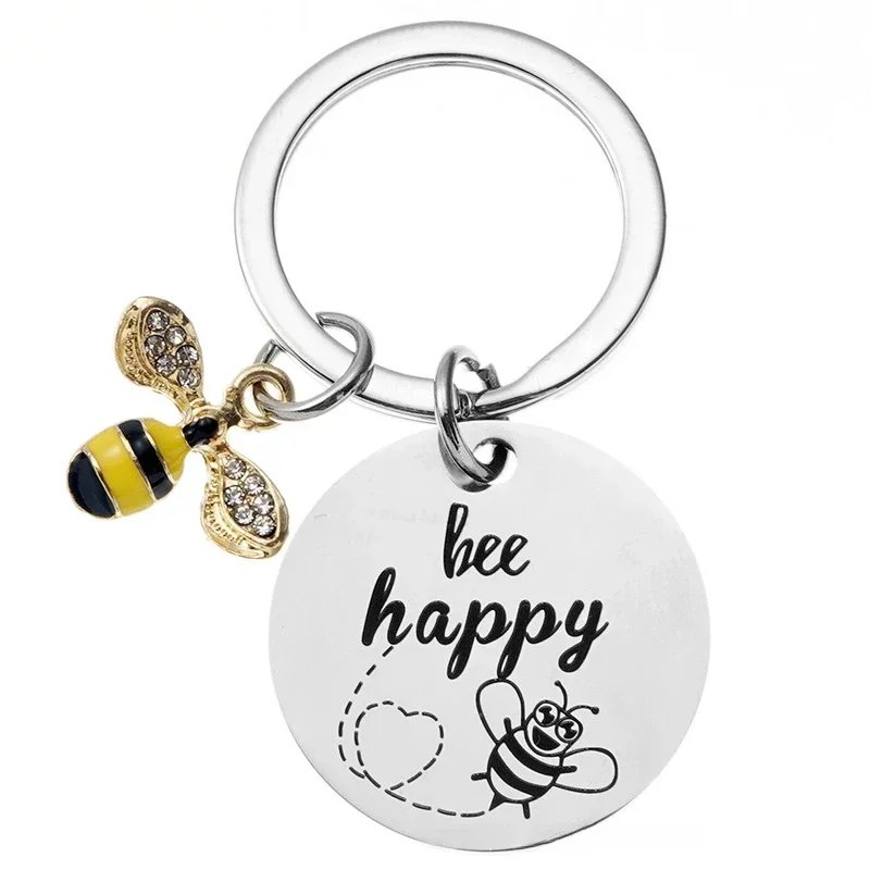 Lovely Cartoon Bee Keychains Stainless Steel Funny 