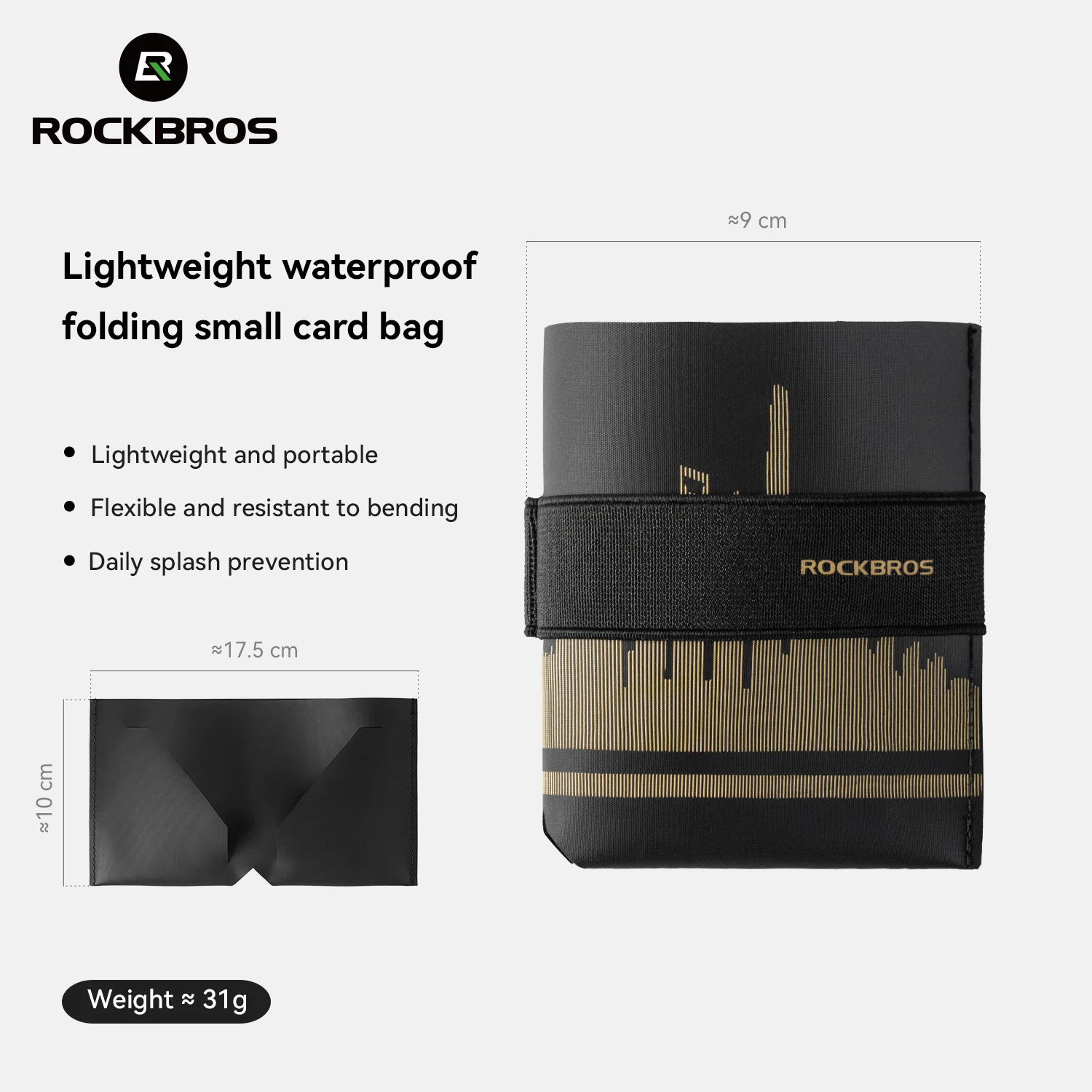 ROCKBROS Waterproof Mini Card Bag Lightweight Portable Compact Size Wallet Folding Bag Cash Pocket Anti-Scratch Card Slot Holder