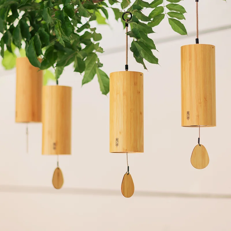 Chord G-B-D-C Bamboo Wooden Wind Chimes Handmade Japan Style Windchime for Outdoor Garden Patio Home Decor Meditation Relaxation