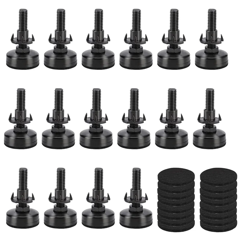 16PCS Adjustable Furniture Leveling Feet, Adjustable Leg Levelers for Cabinets Sofa Tables Chairs Raiser, 3/8Inch-Thread