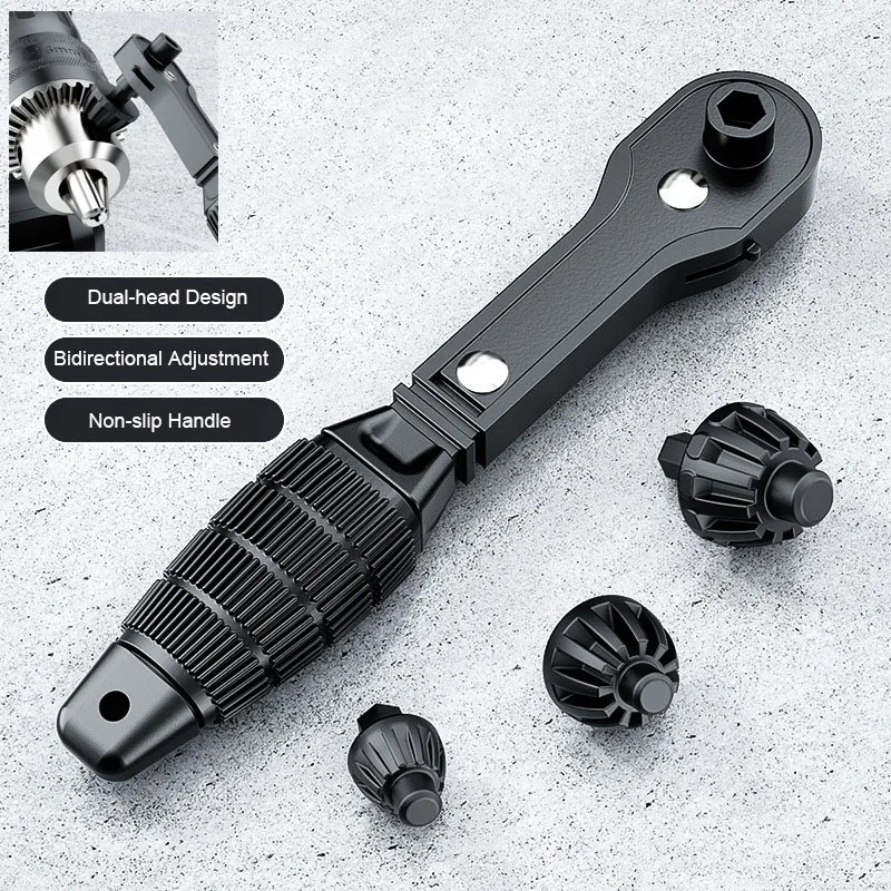 2 In 1 Electric Drill Special Chuck Key Wrench Labor-saving Ratchet Quick Disassembly Three-jaw Key Handgun Drill Accessory
