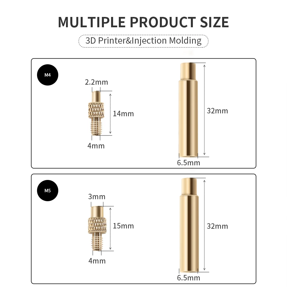 Heat Insert Nut Iron Tip M2 M3 M4 M5 M6 M8 Brass Thread Embedded Kit Heat Insertion Tool for Plastic 3D Printer Soldering Iron