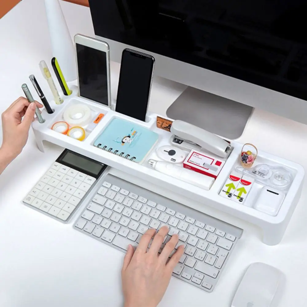 Office Desk Keyboard Storage Rack Desk Organizer Desktop Storage Holder Multifunction Cosmetic Storage Shelf Computer Desk