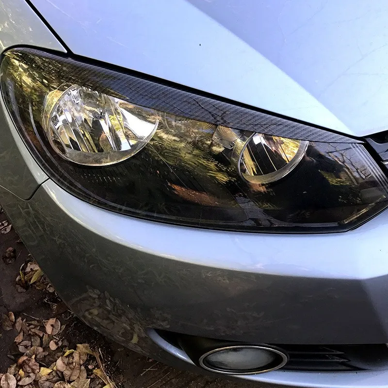 Applicable to Volkswagen Golf 6 High 6 GTI R   Headlight Light Sticker Carbon Fiber Pattern Decorative Strip Modification