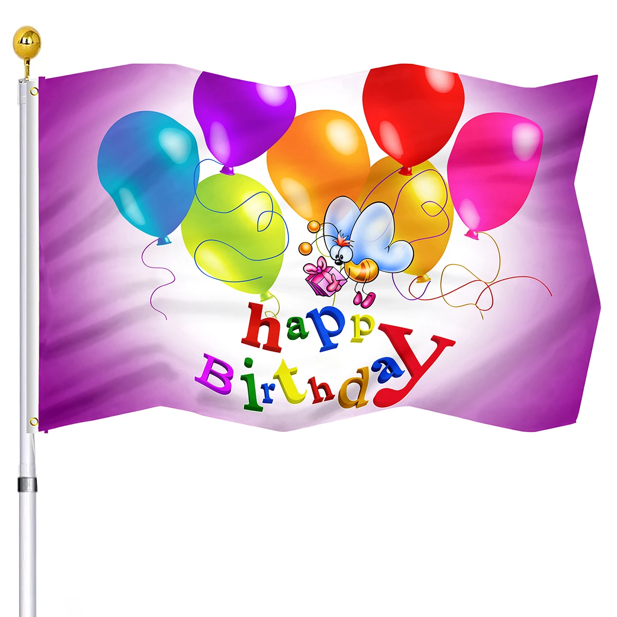 Happy Birthday Flag Tasty Cake Double Stitched Celebration Flags Polyester with Brass Grommets Party Celebration Birthday Kids