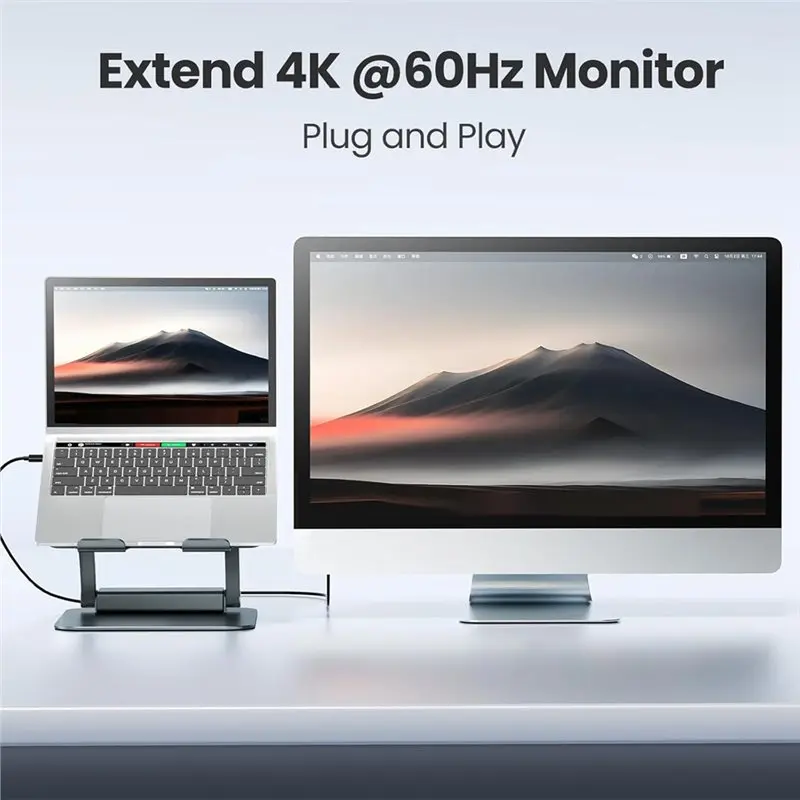 Hot Selling-Ergonomic Laptop Stand With PD100W 4K@ 60Hz USB-C Hub, 3 USB Ports, Detachable Holder Docking Station For 10-17