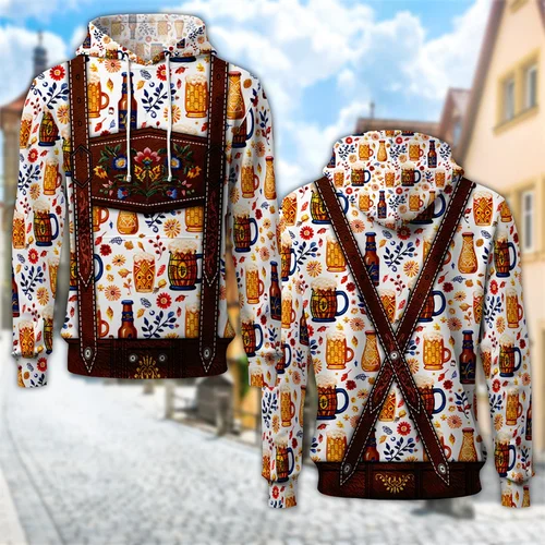 Imagen 2 del producto Sudadera con capucha con estampado 3D de MunichOktoberfest alemán para hombre, sudaderas con capucha de moda gráfica de Oktoberfest, ropa de Cosplay para hombre