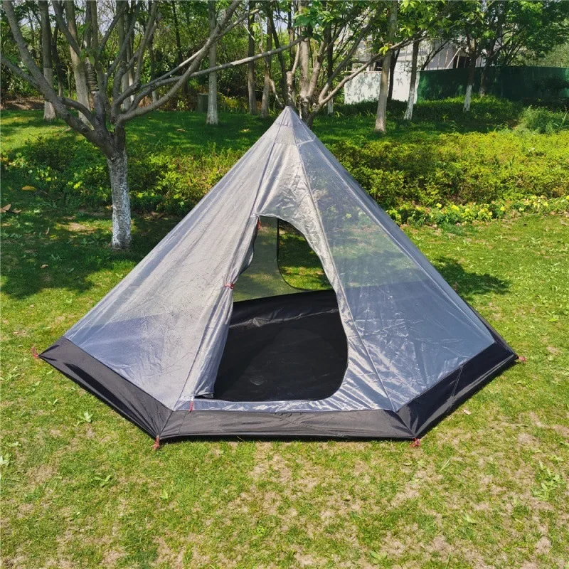 

Five Cornered and Half Inner Tent, Pole Less Portable Pyramid Camping Outdoor Tent, Mosquito Net Equipment, Camping Supplies